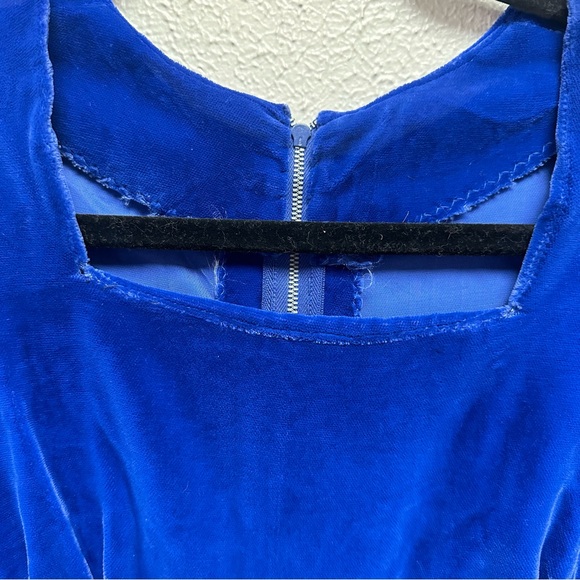 Vintage blue velvet romantic maxi dress - Picture 10 of 14